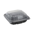 Food Trays, Containers, and Lids | Pactiv Corp. DC858100B000 38 oz 8.5 x 8.5 x 3 EarthChoice Vented Dual Color Microwavable Plastic Hinged Lid Container - Black/Clear (150/Carton) image number 2