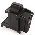 Cleaning Carts | Suncast Commercial CCH255A 23.19 in. x 53.23 in. x 53.02 in. 1-Shelf 3 Bins Plastic High Security Housekeeping Cart - Black image number 4