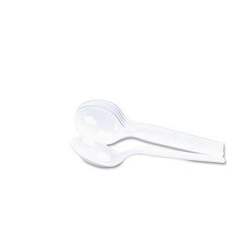 CUTLERY | Dixie SM207 Heavy Mediumweight Plastic Cutlery Soup Spoon - White (100-Piece/Box)