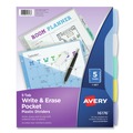 Back to School Sale | Avery 16176 Write and Erase 11.13 in. x 9.25 in. 5-Tab 3-Hold Punched Durable Plastic Dividers with Slash Pocket - Assorted (1-Set) image number 0