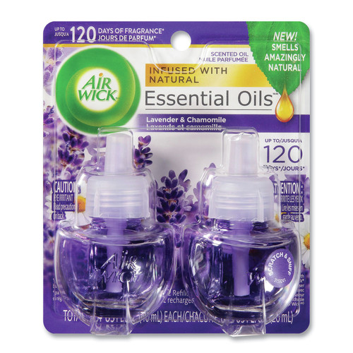 Odor Control | Air Wick 62338-78473 0.67 oz. Scented Oil Refill - Lavender and Chamomile (2/Pack) image number 0
