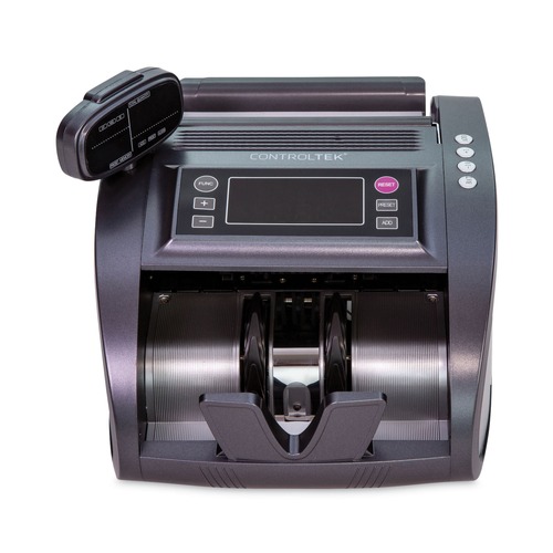Retail Store Supplies | CONTROLTEK 500137 11.41 in. x 9.45 in. x 8.66 in. 1,200 Bills/min Bill Counter with Counterfeit Detection - Charcoal Gray image number 0