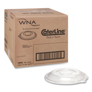 WNA APB160DM 12 in. x 1.5 in. Caterline Pack n' Serve Plastic Dome Lids - Clear (25/Carton)