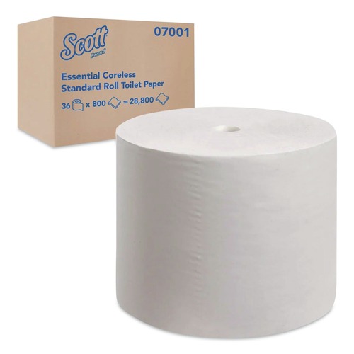  | Scott 07001 2-Ply Septic Safe Essential Extra Soft Coreless Standard Roll Bath Tissue - White (36/Carton) image number 0