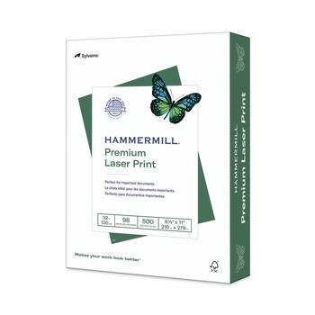 COPY AND PRINTER PAPER | Hammermill 10464-6 32 lbs. 8.5 in. x 11 in. 98 Bright Premium Laser Print Paper - White (500/Ream)