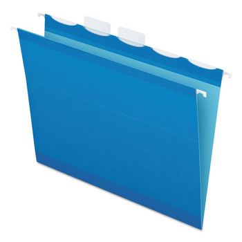 Pendaflex 42622 1/5-Cut Ready-Tab Colored Reinforced Letter Size Hanging Folders - Blue (25/Box)