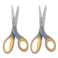 Back to School Sale | Westcott 13901 8 in. Long 3.5 in. Cut Length Titanium Bonded Scissors - Straight Gray/Yellow Handle (2/Pack) image number 1