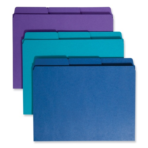 File Folders | Smead 11989 1/3-Cut Tabs Assorted Letter Size 0.75 in. Expansion SuperTab Organizer Folder - Assorted Colors (3/Pack) image number 0