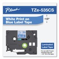 Tapes | Brother P-Touch TZE535CS 0.47 in. x 26.2 ft. TZe Laminated Removable Label Tapes - White on Blue image number 3