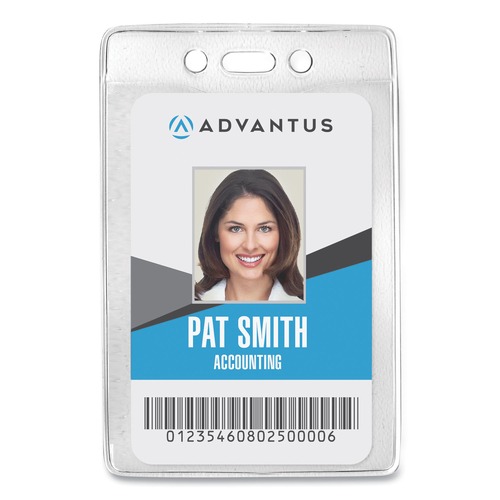  | Advantus 75419 2.63 in. x 4.38 in. Holder 2.38 in. x 4.25 in. Insert Prepunched for Chain/Clip Vertical Security ID Badge Holders - Clear (50/Box) image number 0