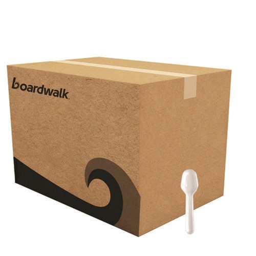 Cutlery | Boardwalk BWKTASTERSPOON Heavyweight Polypropylene Tasting Spoon Cutlery - White (3000/Carton) image number 0