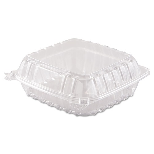  | Dart C90PST1 8.3 in. x 8.3 in. x 3 in. ClearSeal Hinged-Lid Plastic Containers - Clear (250/Carton) image number 0