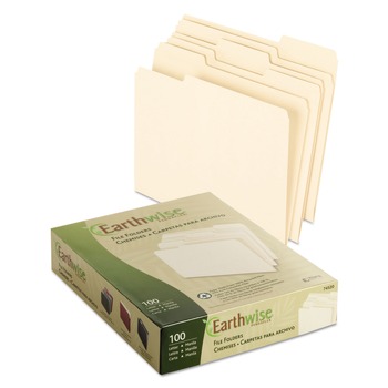 Pendaflex 74520 1/3-Cut Tabs Assorted Letter 0.75 in. Expansion 100% Recycled Manila File Folder - Manila (100/Box)