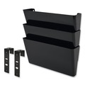 Wall Files | Deflecto 73504 13 in. x 4 in. 3 Sections 3-Pocket Stackable DocuPocket Partition Wall File - Letter Size, Black image number 2