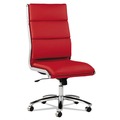 Alera | Alera ALENR4139 Neratoli Series 17.32 in. to 21.25 in. Seat Height Up to 275 lbs. High-Back Slim Faux Leather Profile Chair - Red Seat/Back, Chrome image number 4