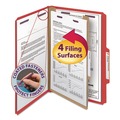 File Folders | Smead 18731 1 Divider Four SafeSHIELD Fasteners Legal Size Four-Section Pressboard Top Tab Classification Folders - Bright Red (10/Box) image number 3