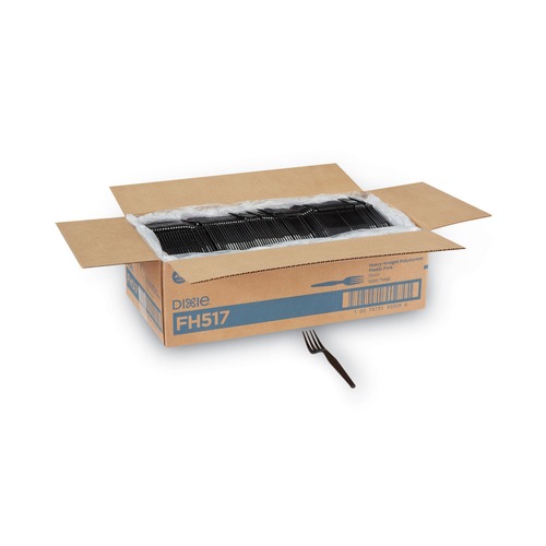Just Launched | Dixie FH517 Heavyweight Plastic Cutlery Forks - Black (1000/Carton) image number 0