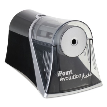 Westcott 15510 4.25 in. x 7 in. x 4.75 in. AC-Powered iPoint Evolution Axis Pencil Sharpener - Black/Silver