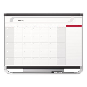 WHITE BOARDS | Quartet CP32P2 36 in. x 24 in. Prestige 2 Magnetic Total Erase Monthly Calendar - White Surface, Graphite Gray Fiberboard/Plastic Frame