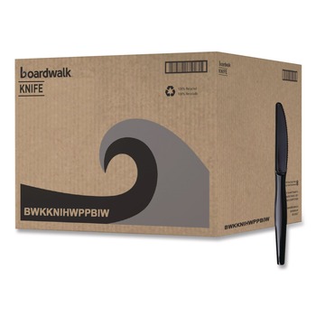 CUTLERY | Boardwalk BWKKNIHWPPBIW Heavyweight Wrapped Polypropylene Knife - Black (1000/Carton)
