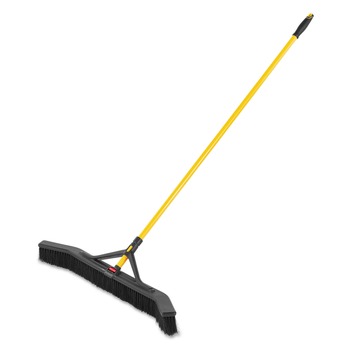 BROOMS | Rubbermaid Commercial 2018728 36 in. Polypropylene Bristles Maximizer Push-to-Center Broom - Yellow/Black