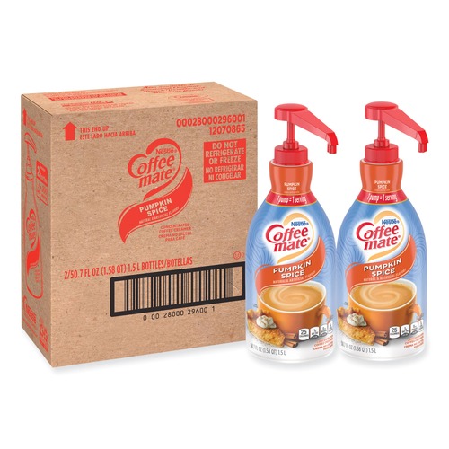 Condiments | Coffee-Mate 12308725 1.5 Liter Pump Bottle Liquid Coffee Creamer - Pumpkin Spice (2/Carton) image number 0