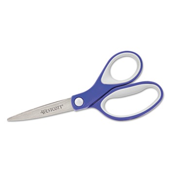 Westcott 15553 7 in. Long 2.25 in. Cut Length KleenEarth Soft Handle Scissors - Straight Blue/Gray Handle