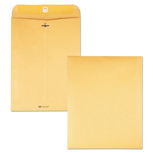 Envelopes & Mailers | Quality Park QUA37893 9.5 in. x 12.5 in. No. 93 28 lbs. Bond Weight Kraft Square Flap Clasp/Gummed Closure Clasp Envelope - Brown Kraft (100/Box) image number 0