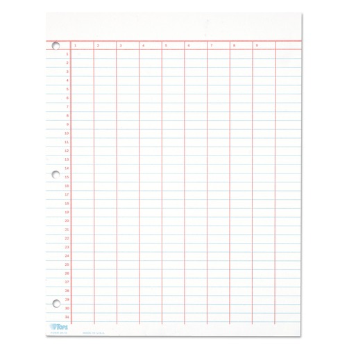 Just Launched | TOPS 3619 8.5 in. x 11 in. 10 Columns Data/Lab-Record Format Wide/Legal Rule Data Pad with Numbered Column Headings - White (50 Sheets/Pad) image number 0