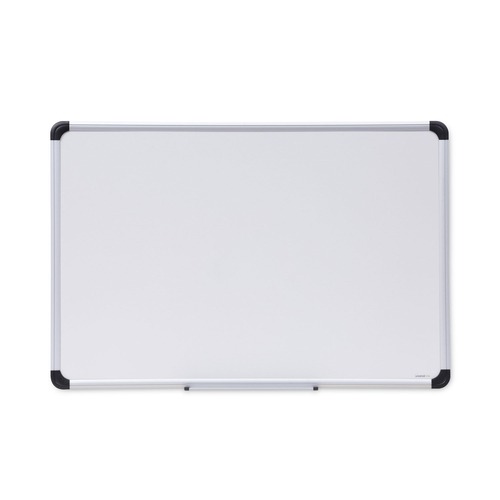 White Boards | Universal UNV43841 36 in. x 24 in. Deluxe Porcelain Magnetic Dry Erase Board - White Surface, Aluminum Frame image number 0