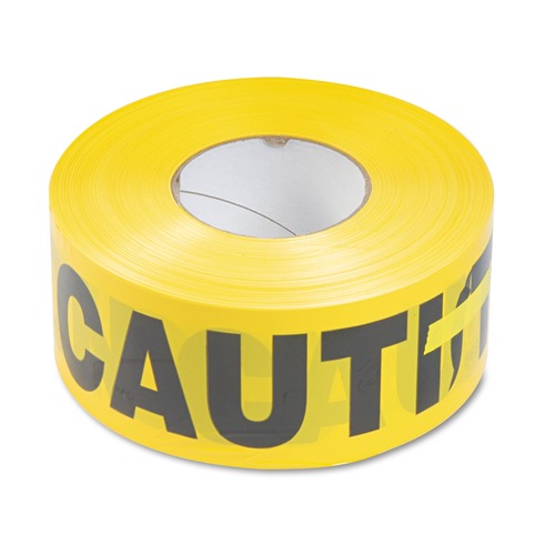 Floor Signs & Safety Signs | Tatco 10700 3 in. x 1000 ft. Caution Barricade Safety Tape - Black/Yellow image number 0