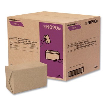 Cascades PRO N090 12 in. x 12 in. 1-Ply Select Full Fold II Napkins - White (24/Carton)