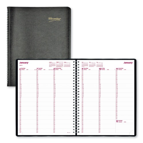 Notebooks & Pads | Brownline CB950.BLK Essential Collection 11 in. x 8.5 in. 12-Month (Jan to Dec) 2025 Columnar Format Weekly Appointment Book - Black Cover image number 0