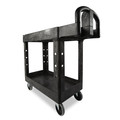 Just Launched | Rubbermaid Commercial FG450088BLA 17.13 in. x 38.5 in. x 38.88 in. 500 lbs. Capacity 2 Lipped Shelves Heavy-Duty Plastic Utility Cart - Black image number 1