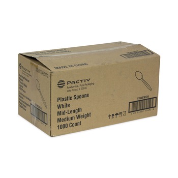 Pactiv Corp. YFWSWCH Fieldware Mediumweight Spoon Cutlery - White (1,000/Carton)