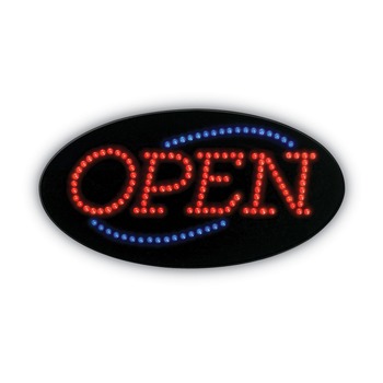 Cosco 098099 10.5 in. x 20.13 in. LED OPEN Sign - Red and Blue Graphics