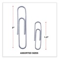 Paper Clips | Universal UNV21001 Plastic-Coated Paper Clips - Assorted Sizes Silver (1000/Pack) image number 2