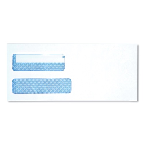 Envelopes & Mailers | Universal UNV35217 3.88 in. x 8.88 in. Square Flap Self-Adhesive Closure #9 Double Window Business Envelope - White (500/Box) image number 0
