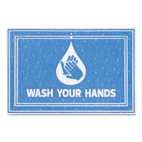 Floor Mats | Apache Mills 3984528822X3 24 in. x 36 in. Wash Your Hands Message Floor Mats - Blue image number 0