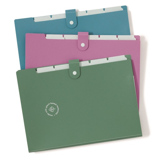 File Folders | U Brands 6592U01-12 U-Eco 4.5 in. Expansion Six-Pocket Expandable Folder - Letter Size (3/Pack) image number 0
