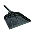 Cleaning Tools | Boardwalk 528147 12 in. x 14 in. 20-Gauge Steel Dust Pan with 5 in. Handle - Black (12/Carton) image number 1