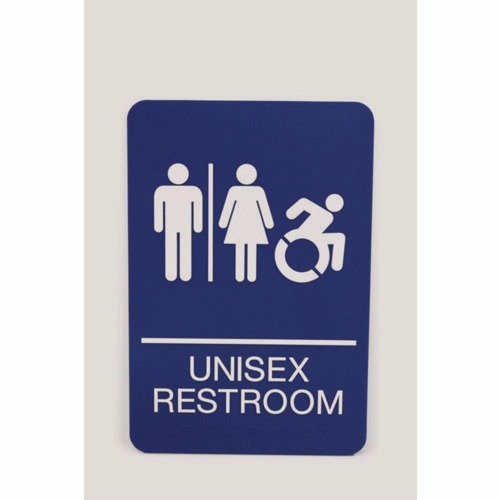 Floor Signs & Safety Signs | Headline Sign 7771 6 x 9 Unisex Restroom ADA Sign - Blue Face/White Graphics image number 0