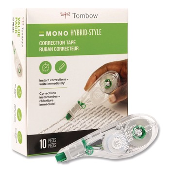 Tombow 68721 0.17 in. x 394 in. MONO Non-Refillable Hybrid Style Correction Tape - Clear Applicator (10/Pack)