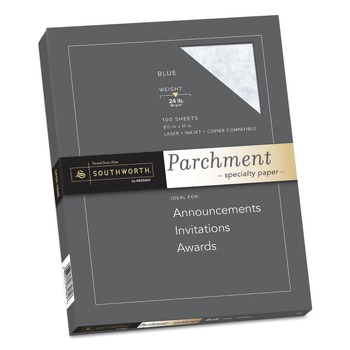 JUST LAUNCHED | Southworth P964CK/3/36 24 lbs. Bond Weight 8.5 in. x 11 in. Parchment Specialty Paper - Blue (100/Pack)
