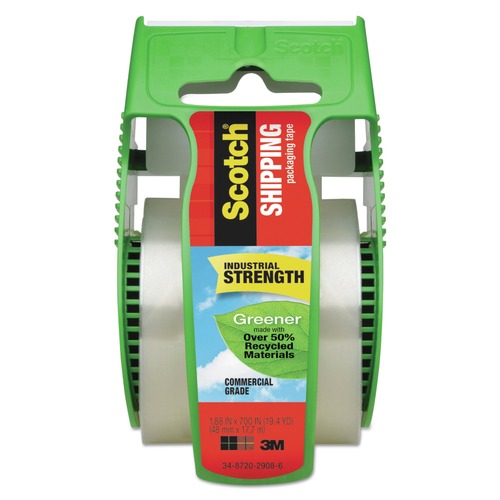 Packing Tapes | Scotch 175G 1.88 in. x 58.33 ft. 1.5 in. Core Greener Commercial Grade Packaging Tape with Dispenser - Clear (1-Roll) image number 0