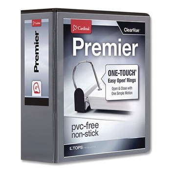 Cardinal 10341 4 in. Capacity 11 x 8.5 Premier Easy Open ClearVue Locking Slant-D Ring Binder - Black