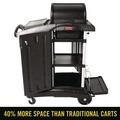 Cleaning Carts | Rubbermaid Commercial 1861427 Executive High Security 23.1 in. x 39.6 in. x 27.5 in. Janitorial Cleaning Cart - Black image number 10