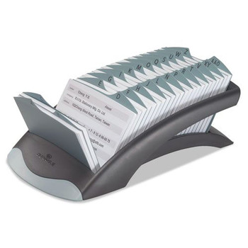 DESK ACCESSORIES AND OFFICE ORGANIZERS | Durable 241201 5.13 in. x 9.31 in. x 3.56 in. TELINDEX Plastic Desk Address Card File - Graphite/Black