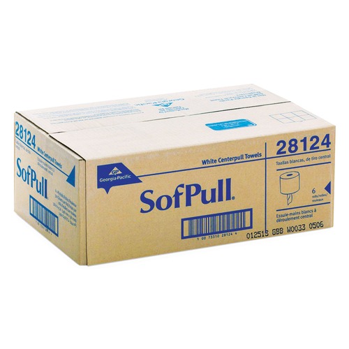Just Launched | Georgia Pacific Professional 28124 SofPull 7.8 in. x 15 in. 1-Ply Center-Pull Perforated Paper Towels - White (320/Roll, 6-Rolls/Carton) image number 0