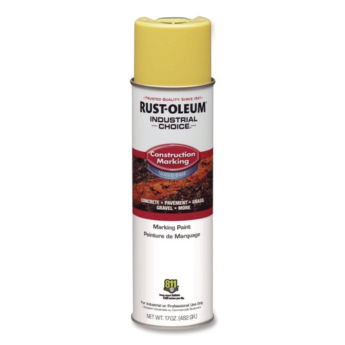 Painting | Rust-Oleum 264695 Industrial Choice 17 oz M1400 System Water-Based Construction Marking Paint - Flat High-Visibility Yellow (12/Carton) image number 0